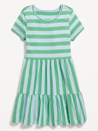 Short-Sleeve Tiered Swing Dress for Girls | Old Navy (US)