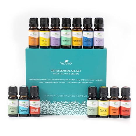 Plant Therapy 7 & 7 Essential Oils Set 7 Single Oils: Lavender, Peppermint & More, 7 Synergy Blen... | Amazon (US)