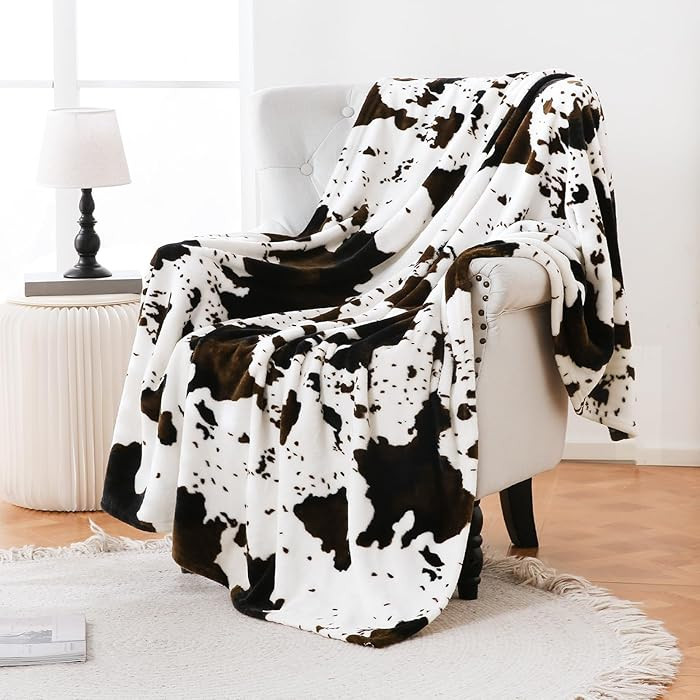 Bnuitland Cute Cow Printed Fleece Flannel Throw Blanket, Super Soft 300 GSM Double Sided Lightwei... | Amazon (US)