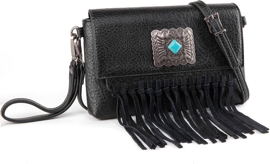 Wrangler Crossbody Small Purse for Women Wristlet Fringe Bag Western Purse | Amazon (US)