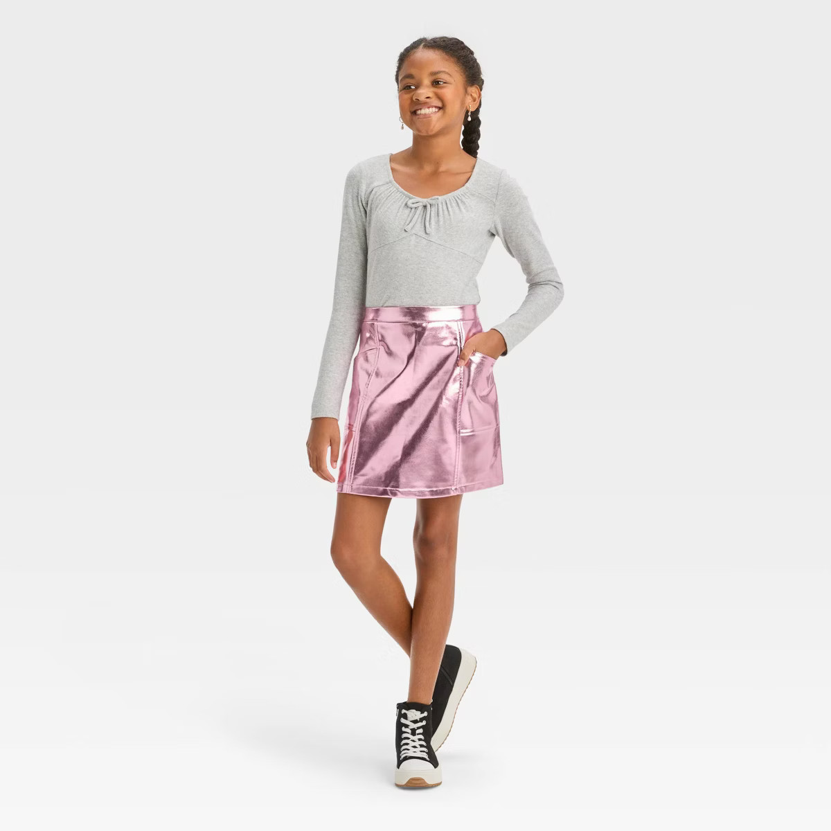Girls' Metallic Faux Leather Mini Skirt - art class™ | Target