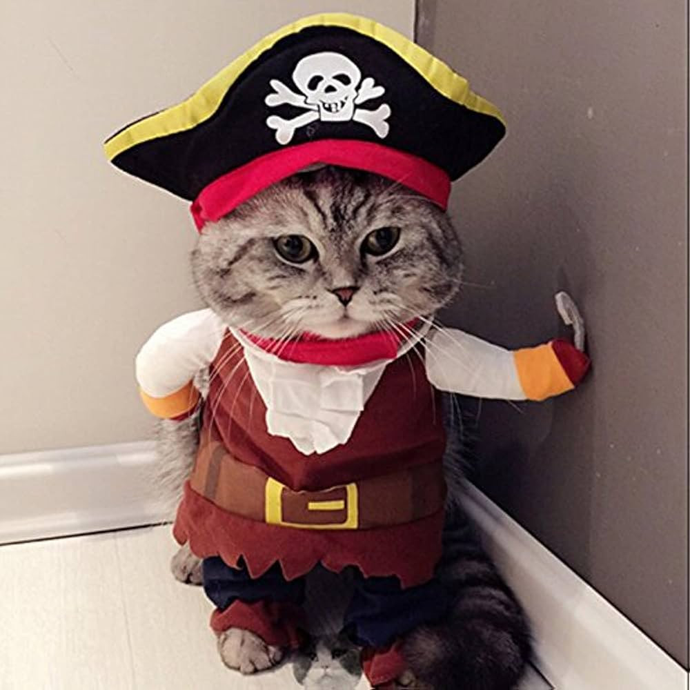 Idepet New Funny Pet Clothes Pirate Dog Cat Costume Suit Corsair Dressing up Party Apparel Clothi... | Amazon (US)