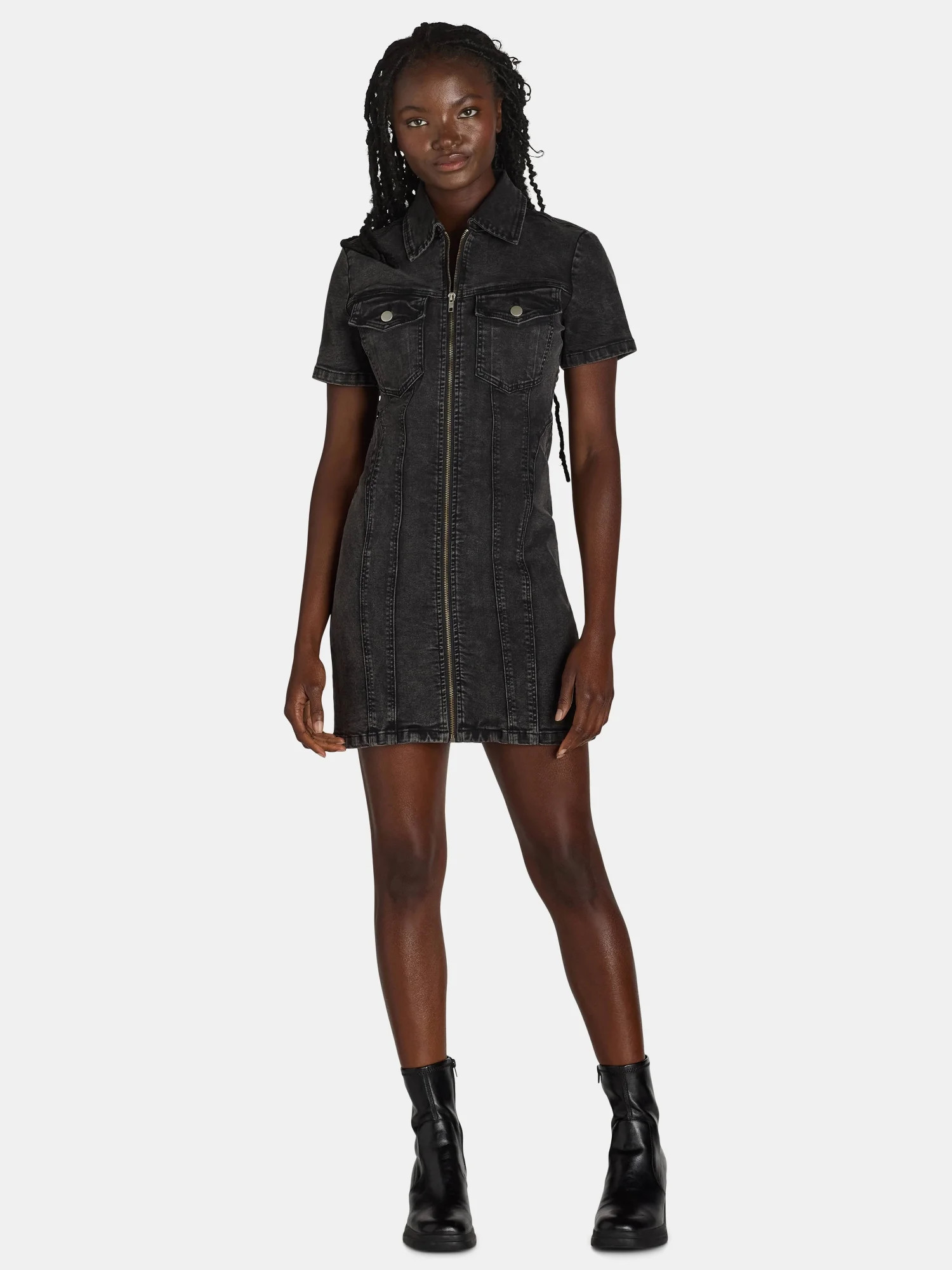Liv & Lottie Women's Denim Dress with Short Sleeves, Sizes S-XL | Walmart (US)