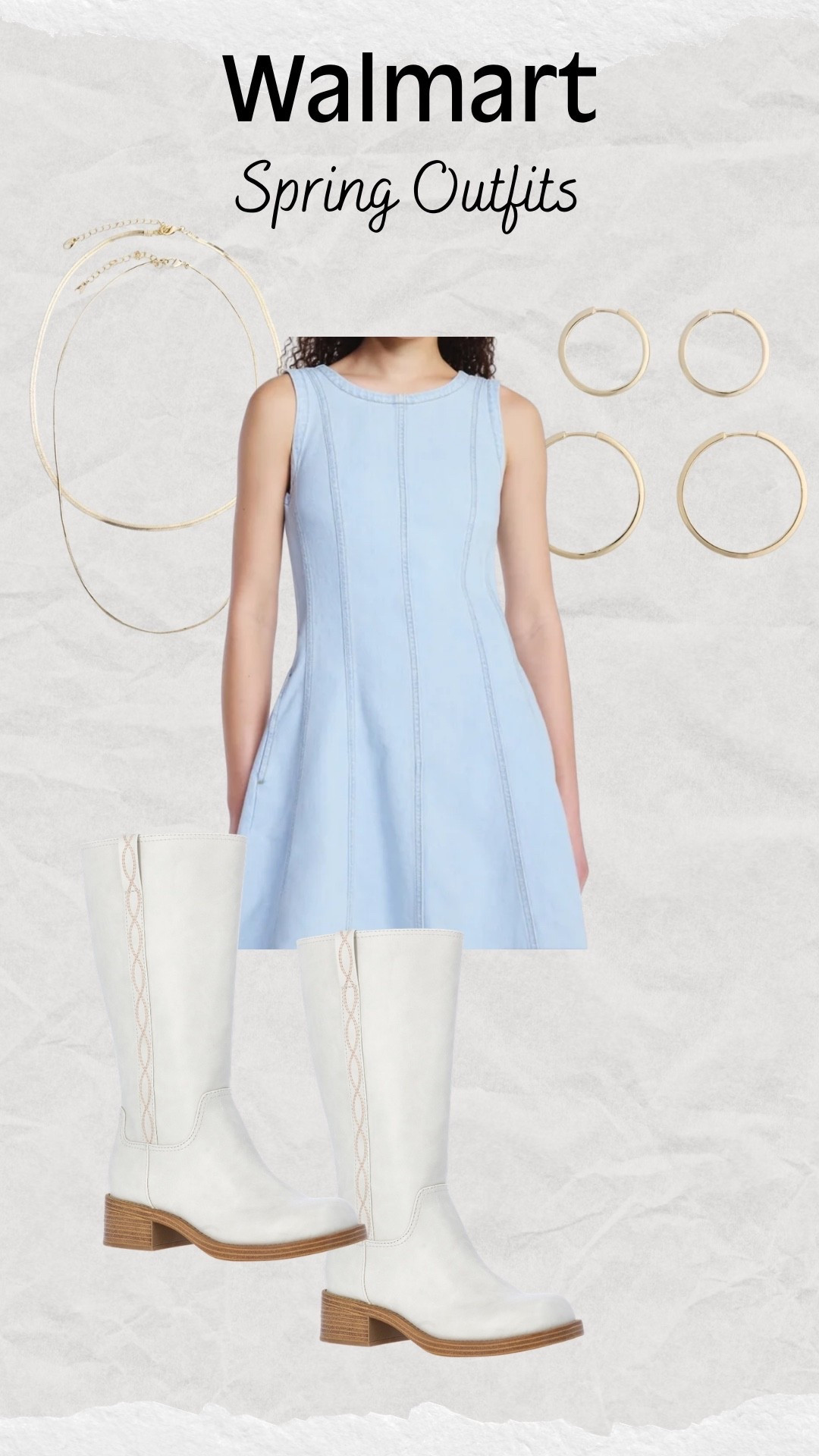 Walmart denim dress and boots! So cute for spring! 

#LTKootd #LTKSpringSale #LTKgrwm
