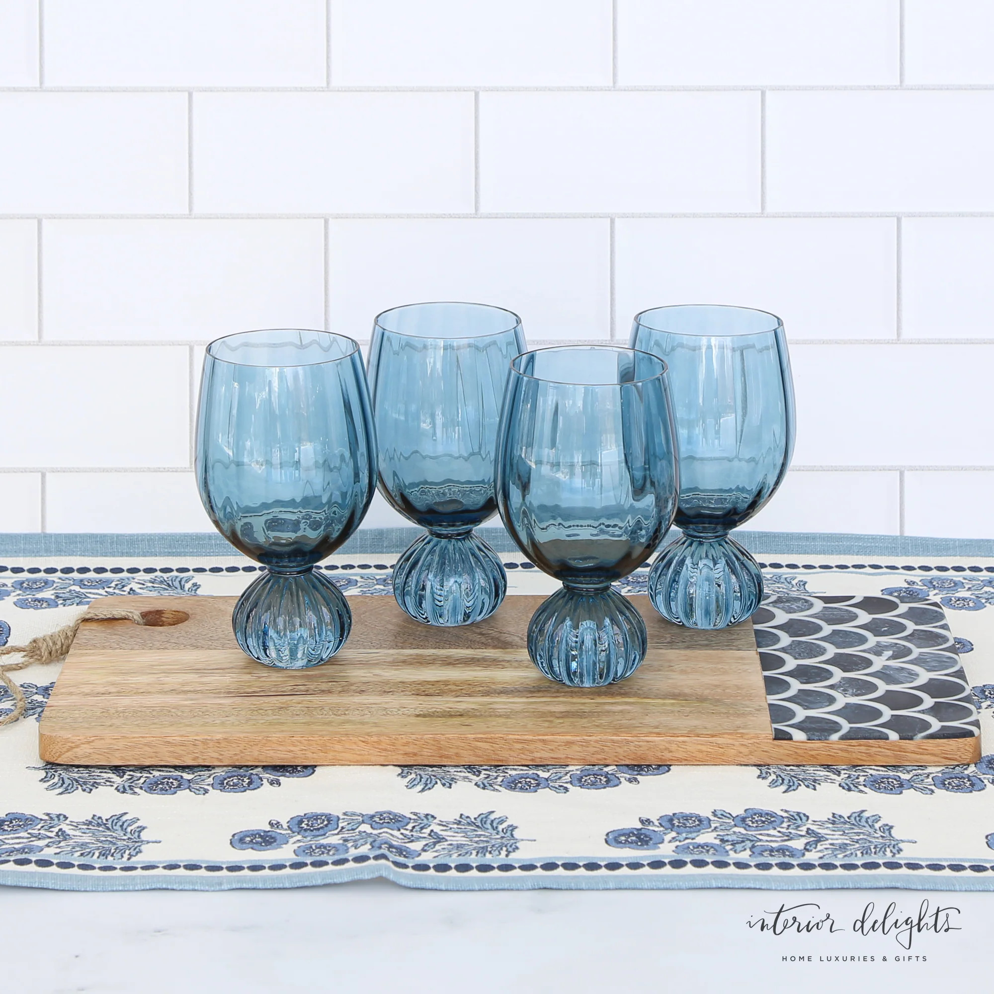 Pleated Foot Wine Glass Set of 4 | Interior Delights