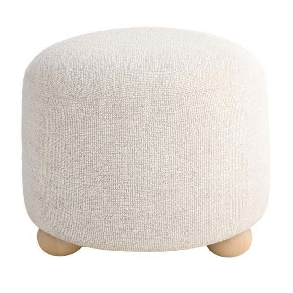 Dottie Ottoman, Birch, White, Fabric, sold by At Home | At Home