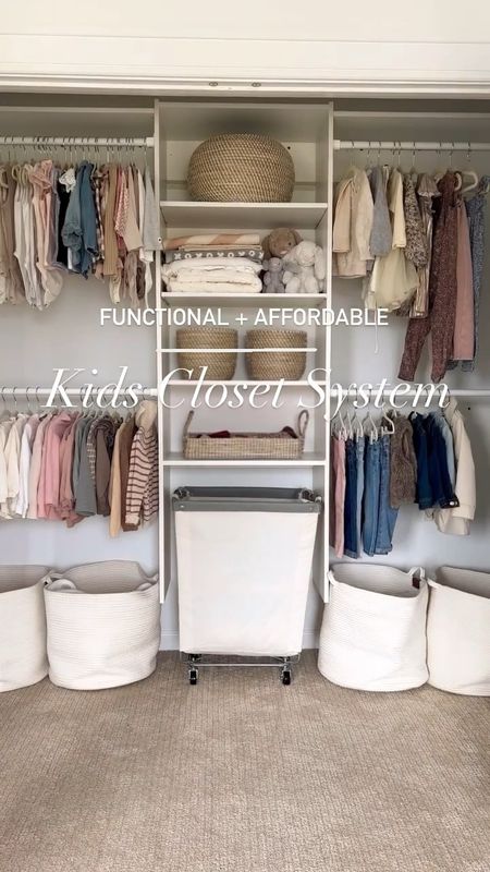 How to organize baby kids toddler closet - affordable and functional white closet system for nursery kids room. Only a couple hundred dollars and easy to install!  Comes with the option for drawers too!

#LTKbaby #LTKhome #LTKfamily