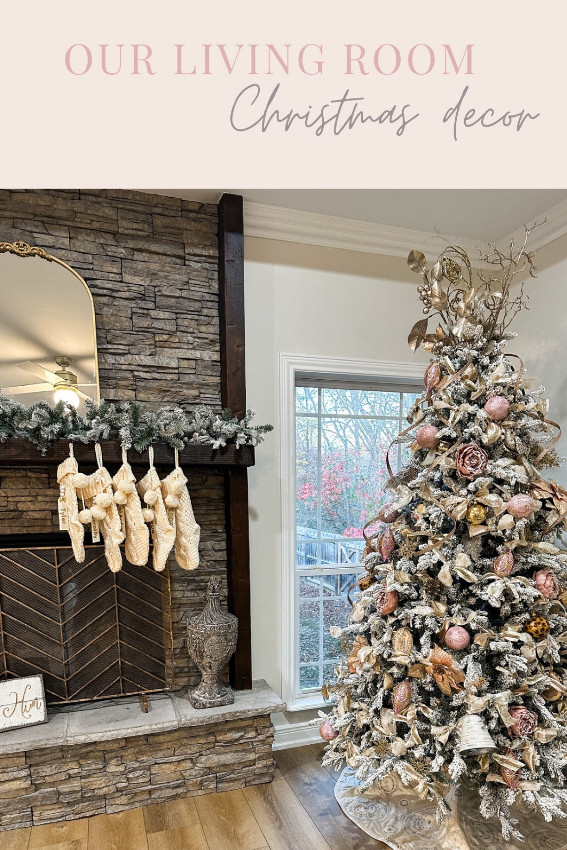 Our living room Christmas decor & new flocked Christmas tree (we got the 7.5 queen flocked tree from king of Christmas) and Home Depot pre-lit garland, stockings (were a gift but linked similar below) and mantle decorations. 

Artificial tree, viral Christmas tree, fire place, how to style a mantle, home decor, living room decor

#LTKSeasonal #LTKHoliday #LTKhome