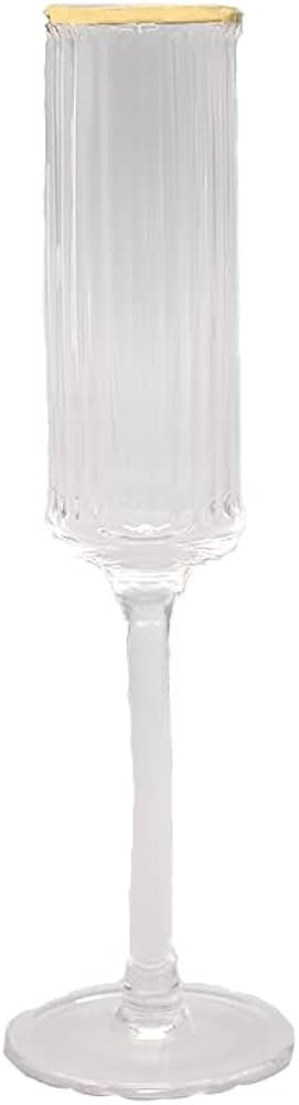 Ribbed Gold Rim Ribbed Champagne Flutes, 1 PC, 4 oz. Drinking Glasses with Long Stem for Champagn... | Amazon (US)