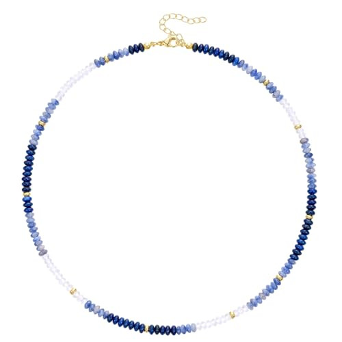 Beaded Necklace for Women, Colorful Gemstone Boho Bead Choker for Beach, Trendy Summer Natural St... | Amazon (US)