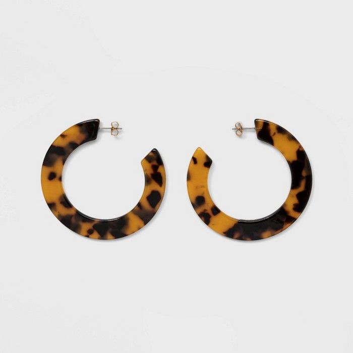 Women's Hoop Earrings - A New Day™ Tortoise | Target