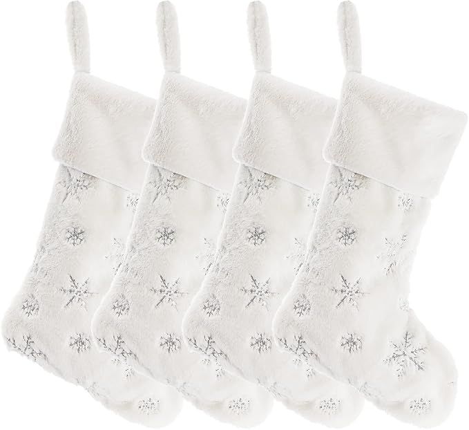 SOUJOY 4 Pack Christmas Stockings, 22 Inch Large Faux Fur Xmas Stocking, Festive Gift Decor with ... | Amazon (US)