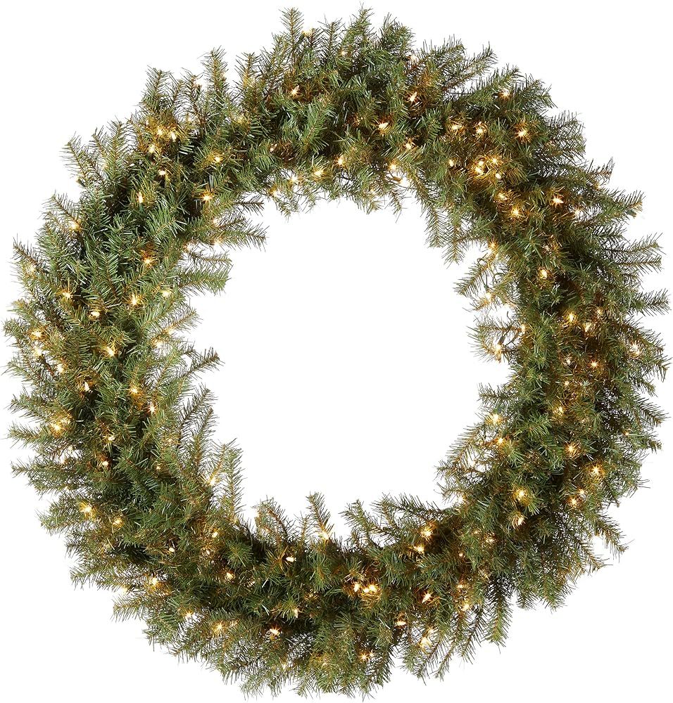 National Tree Company Pre-Lit Artificial Christmas Wreath, Green, Norwood Fir, White Lights, Chri... | Amazon (US)