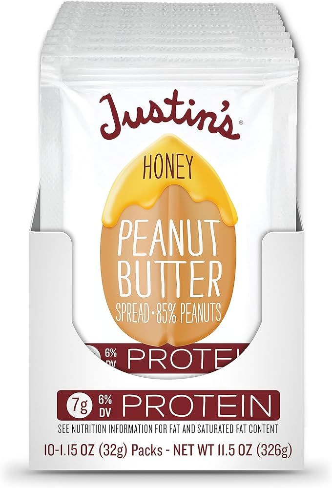 Justin's Honey Peanut Butter Squeeze Packs, Gluten-free, Non-GMO, Responsibly Sourced, 1.15 Ounce... | Amazon (US)