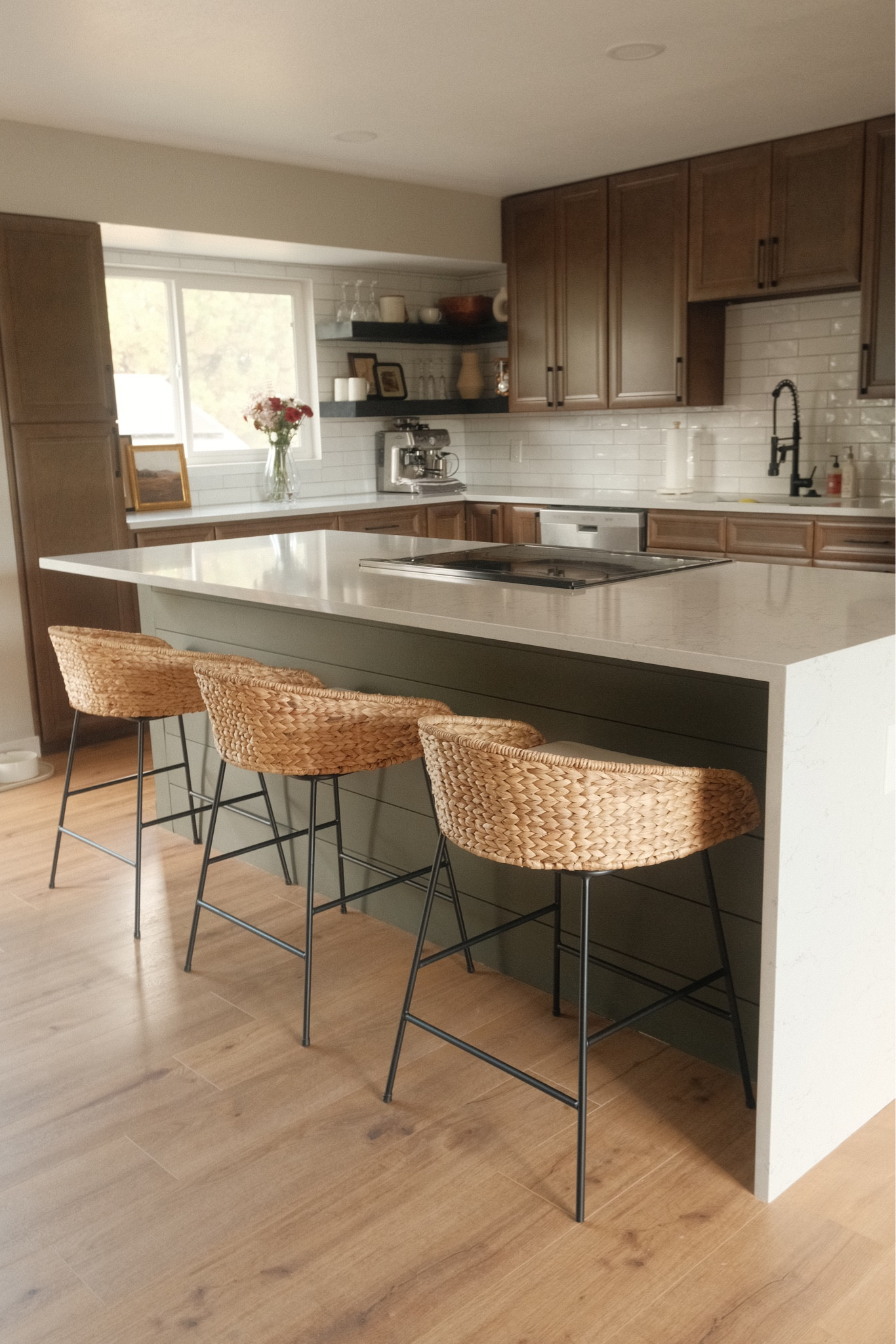 Target woven back counter stools with cushion 