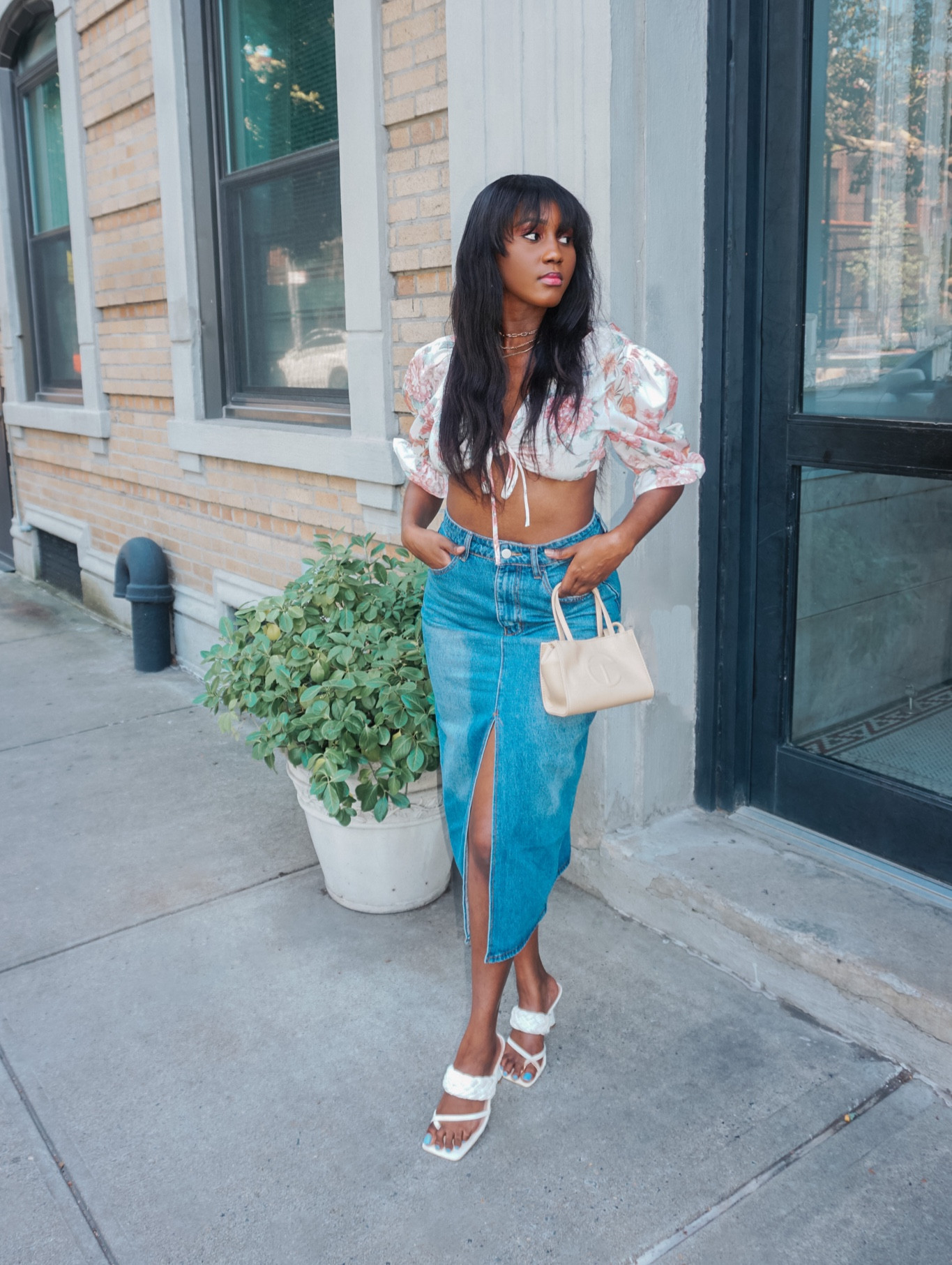 Jayde High Rise Denim Midi Skirt curated on LTK