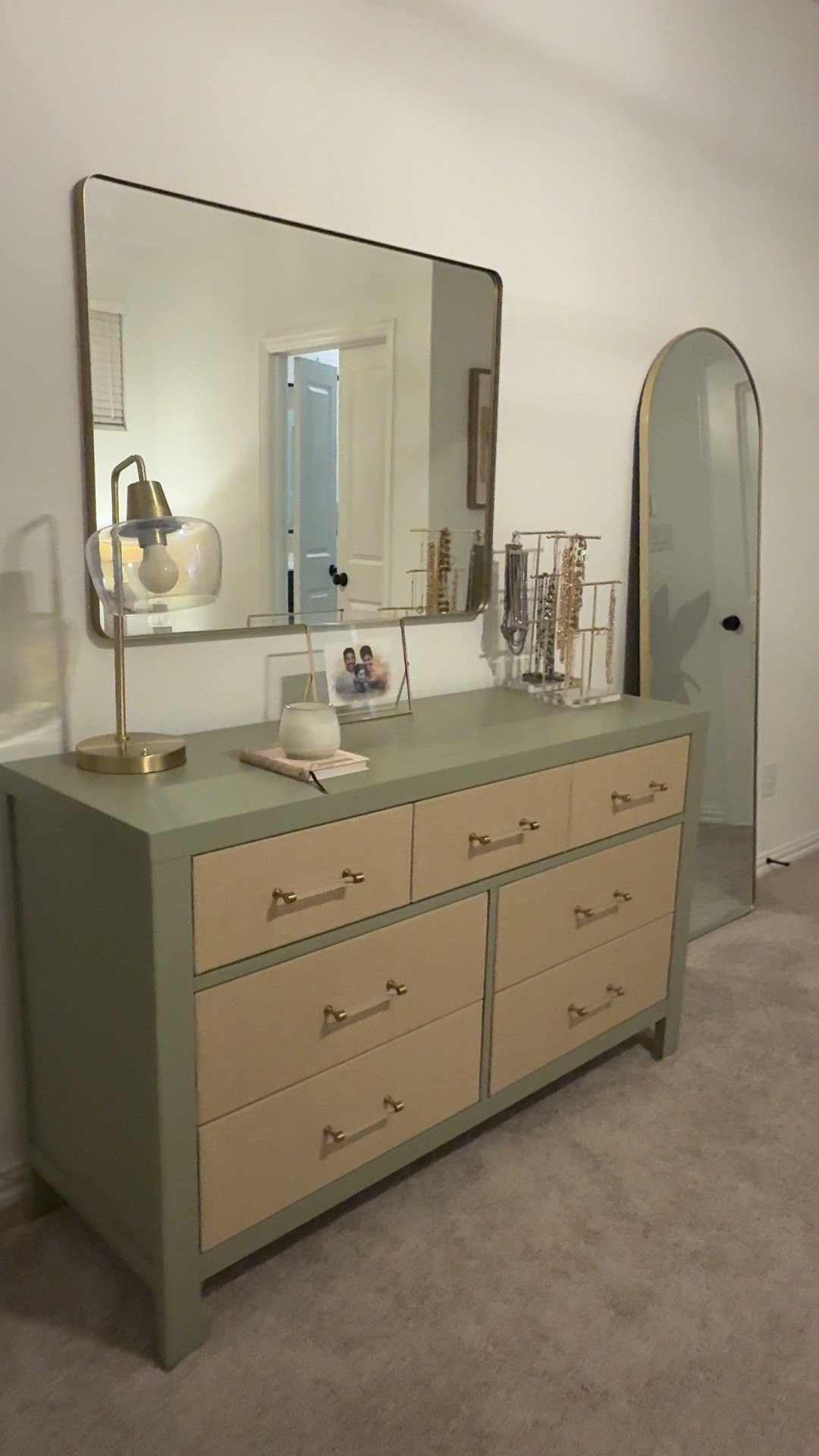 Sage and Gold Dresser and Mirror 

#LTKHome