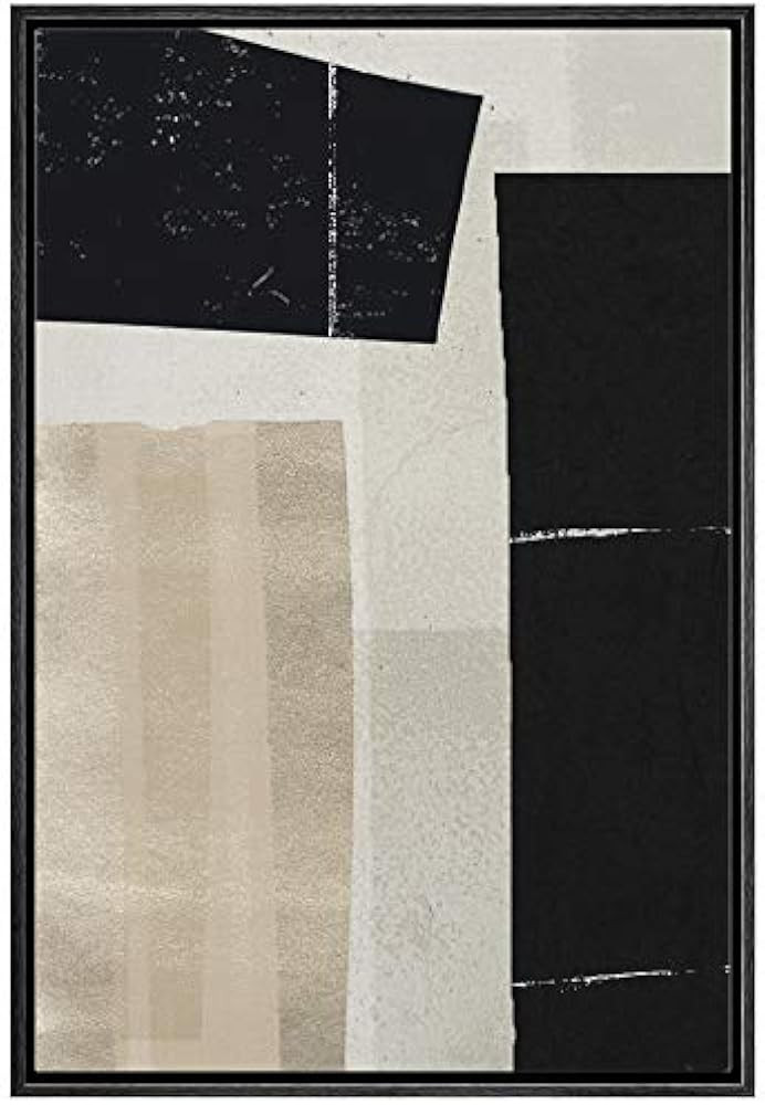 IDEA4WALL Framed Canvas Print Wall Art Black, White & Beige Color Blocks Abstract Shapes Illustra... | Amazon (US)