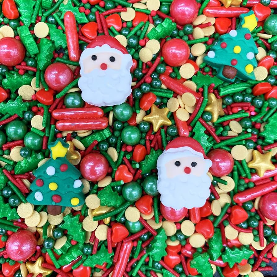 Christmas Tree Santa Claus Sprinkles Candy Sugar Sprinkle Red and Green Sprinkles Cake Decoration... | Amazon (US)
