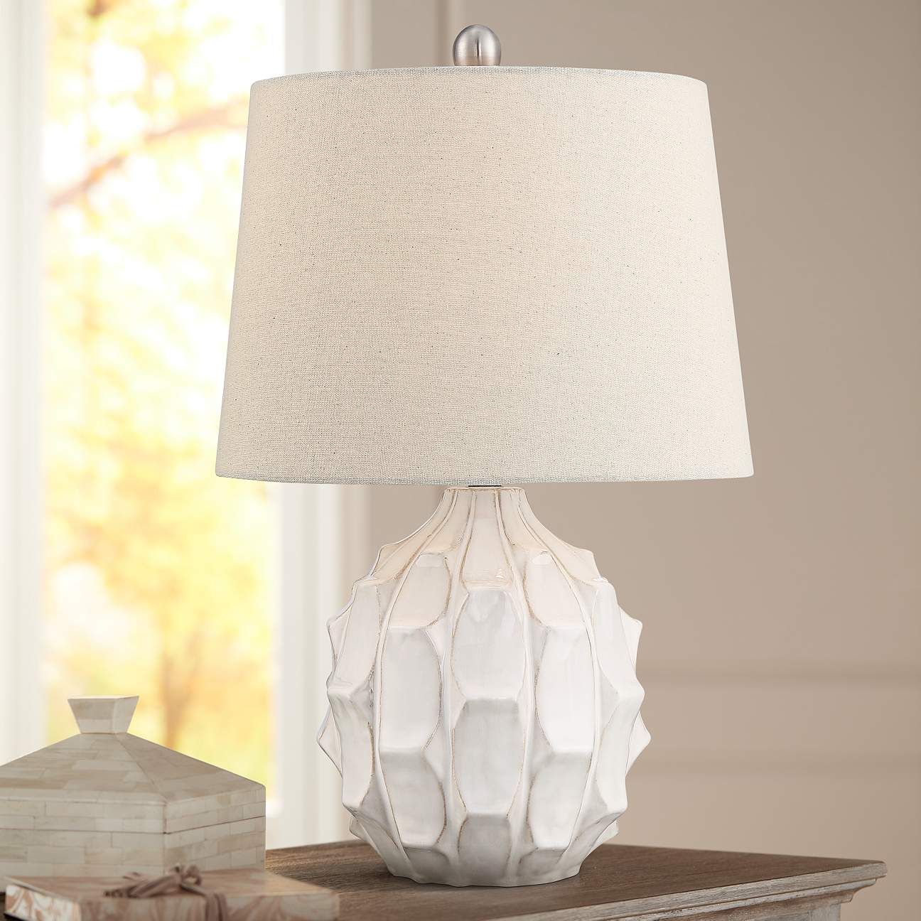 Ellen White Sculptured Ceramic Table Lamp | Lamps Plus