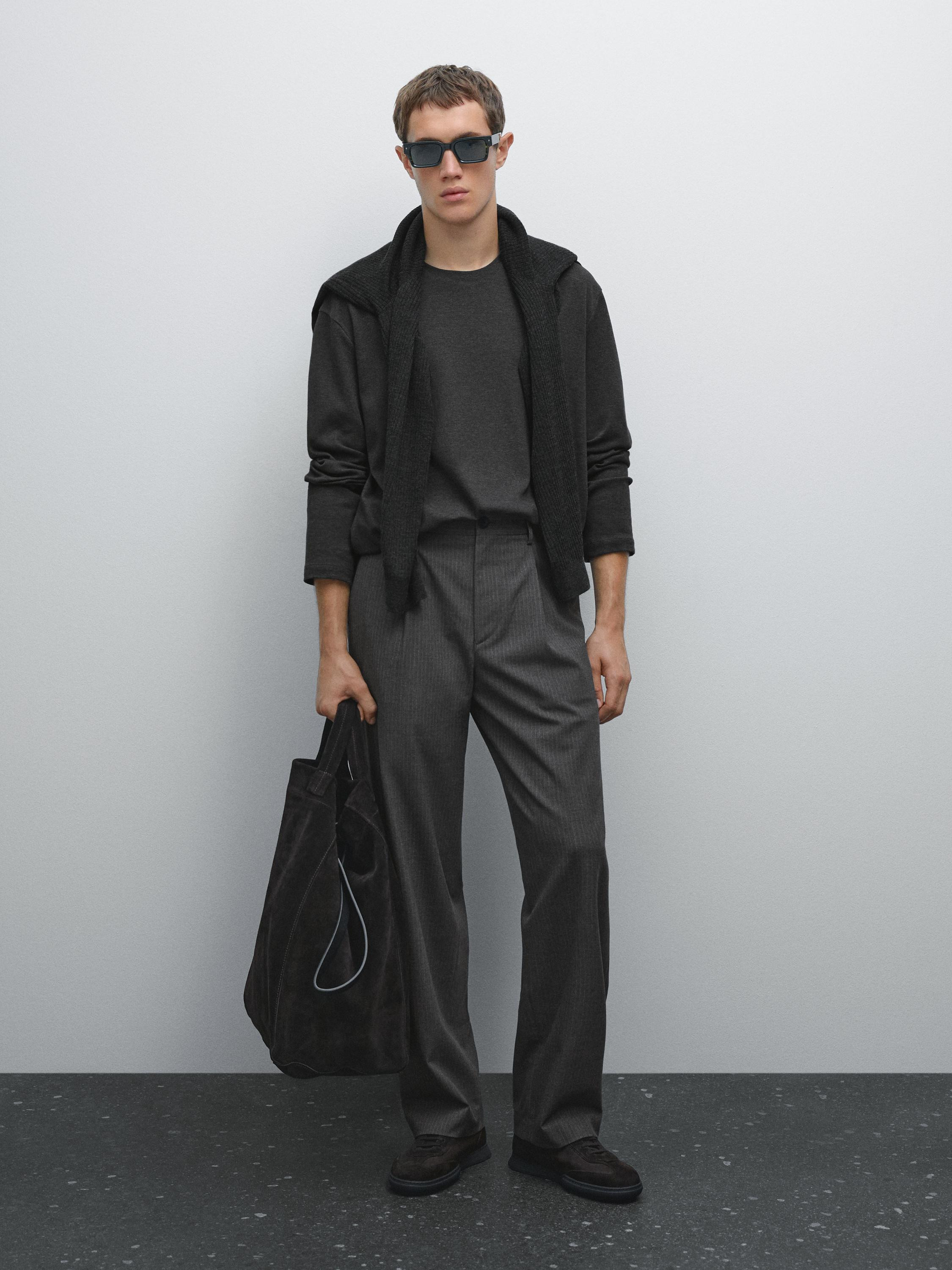 Long sleeve medium weight cotton T-shirt | Massimo Dutti UK