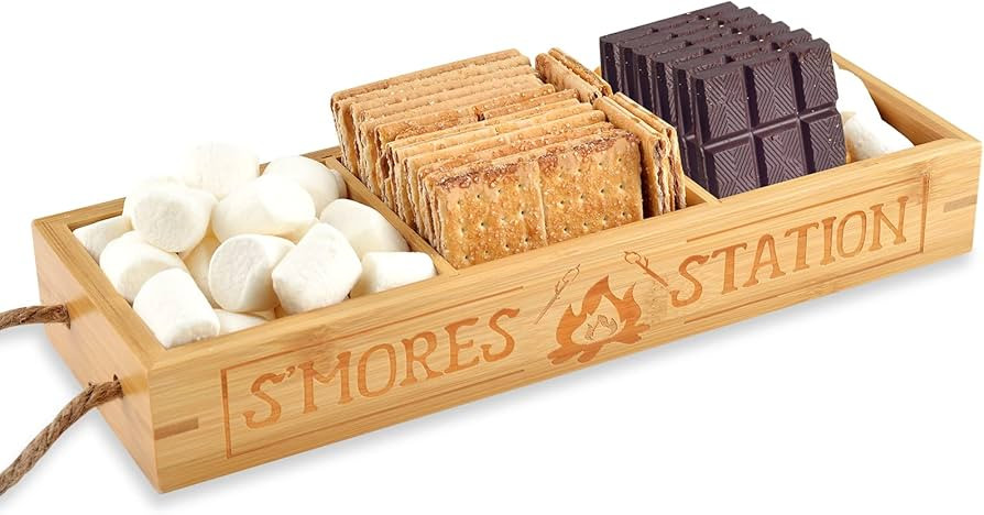 WANGDEFA S'mores Station Box Smores Caddy Smores Tray Smores Basket for Fire Pit S'mores Bar Hold... | Amazon (US)