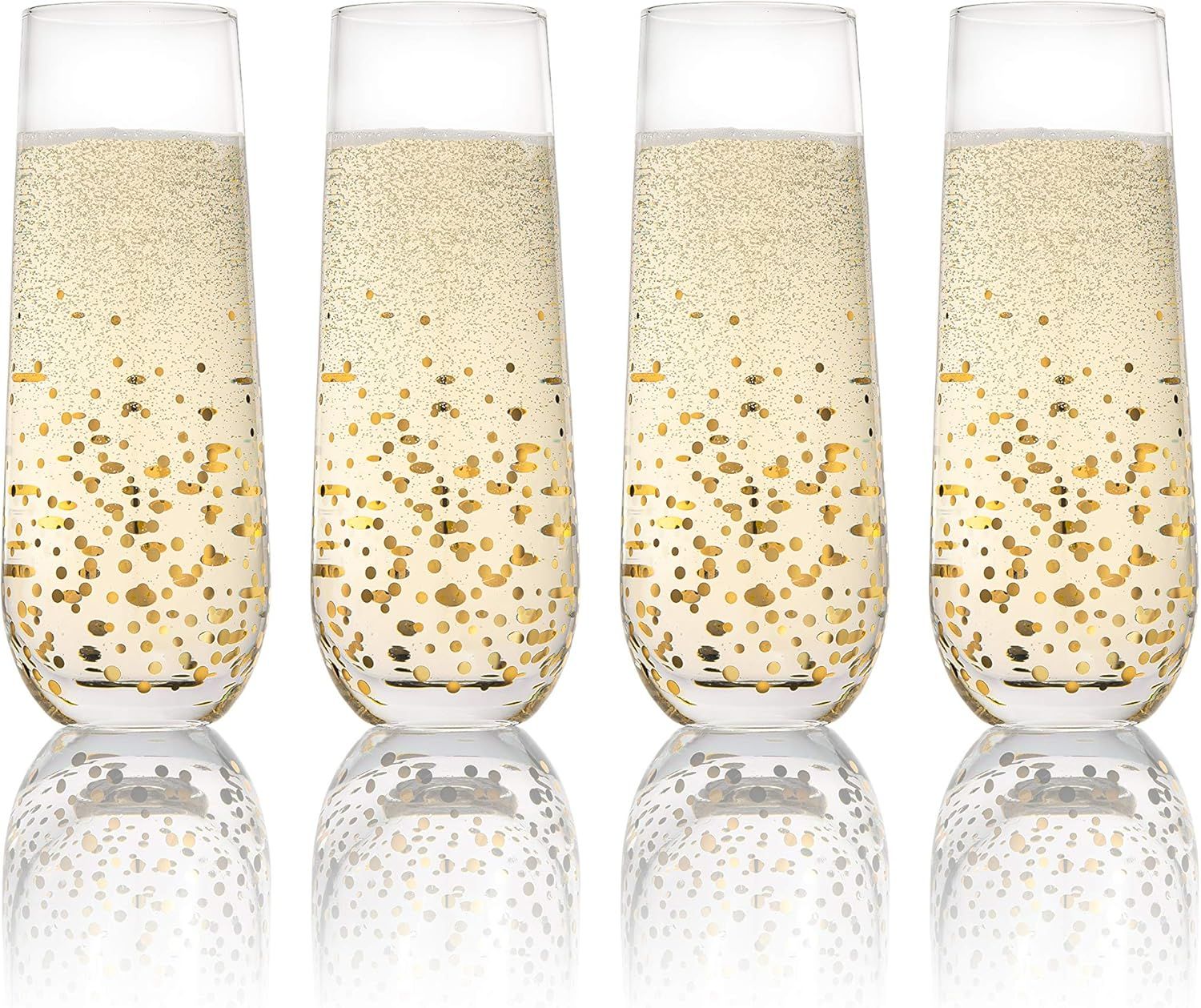 Trinkware Goldosa Stemless Champagne Flute Glasses With Gold Luster – Mimosa Glasses Set of 4 ... | Amazon (US)