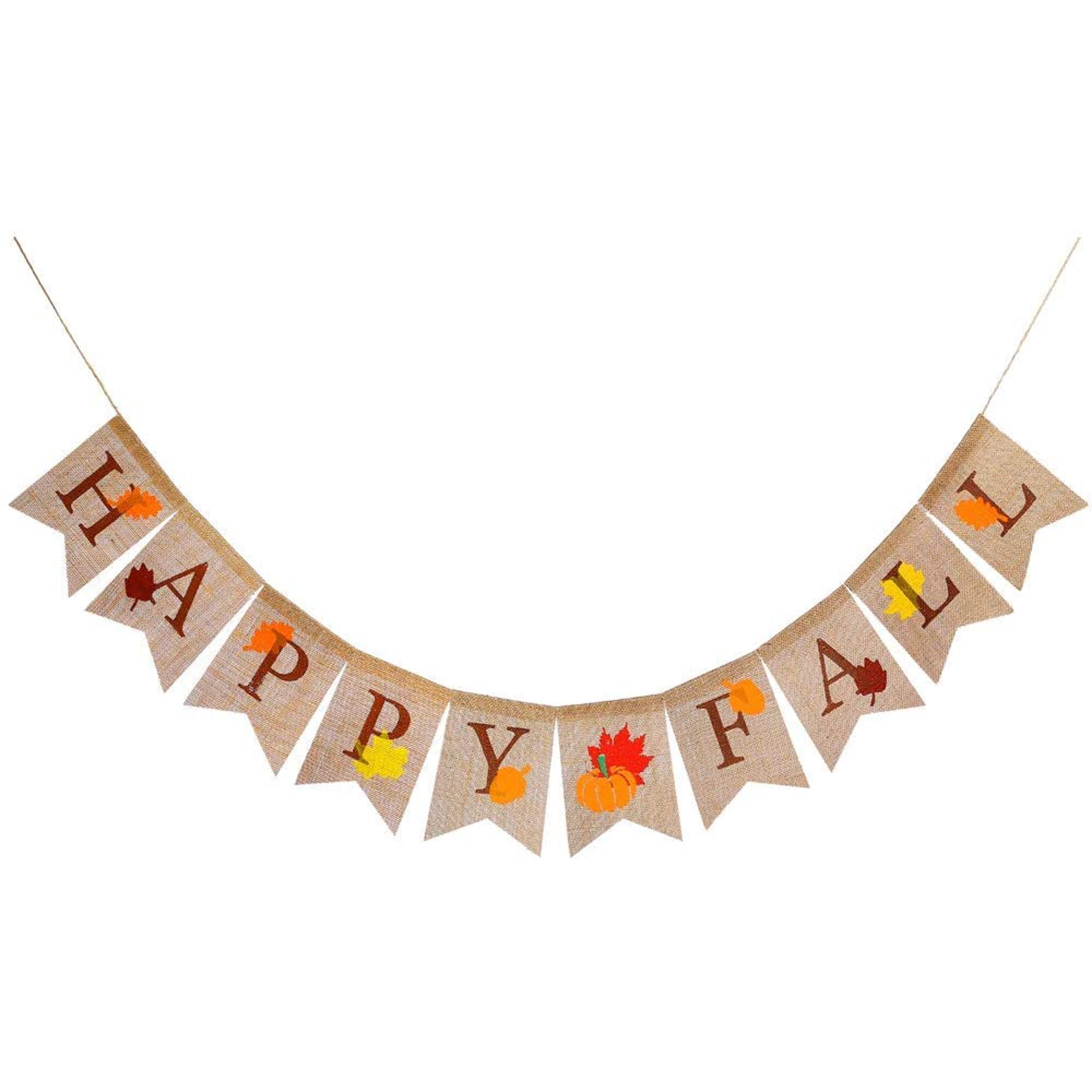 Happy Fall Pumpkin Burlap Banner, Thanksgiving Fall Happy Fall Burlap Banner Harvest Home Decor B... | Walmart (US)