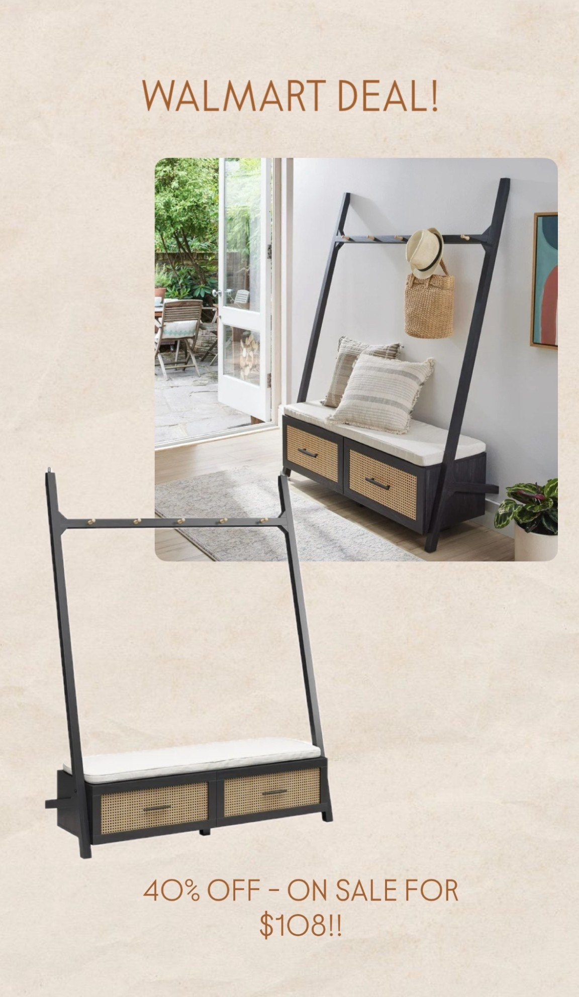 Looks so high-end but it’s from Walmart 🤎
40% OFF & only $108 today – RUN before it sells out!
Perfect for entryway, mudroom, or kids’ backpack drop zone.

#WalmartFinds
#WalmartHome  
#HomeFinds  
#ViralDeal
#LTKGiftGuide
#LTKHome

#LTKHoliday #LTKSaleAlert #LTKCyberWeek