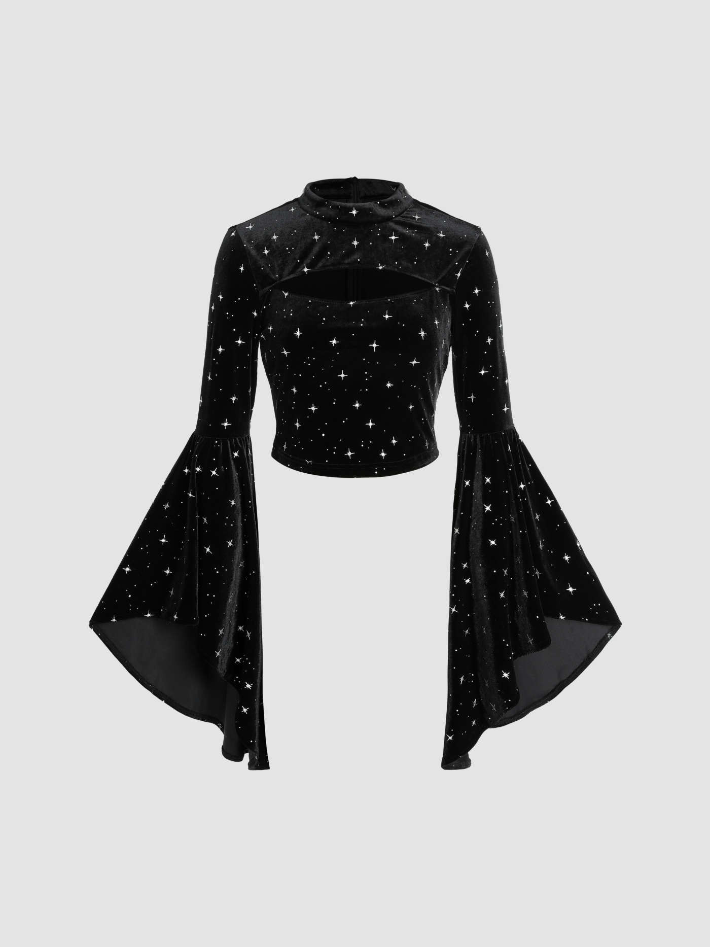 Velvet Star Pattern Bell Sleeve Top | Cider