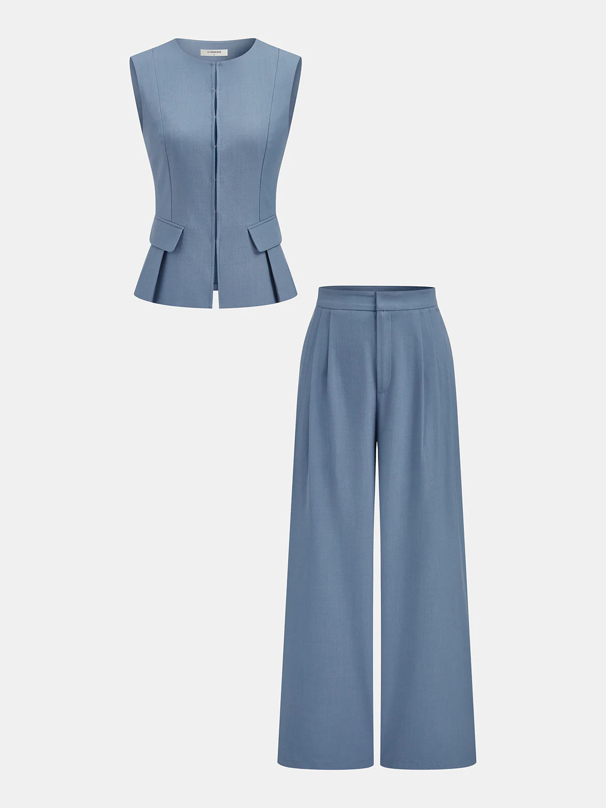 Sleeveless Vest & Wide-Leg Pants Set | Commense