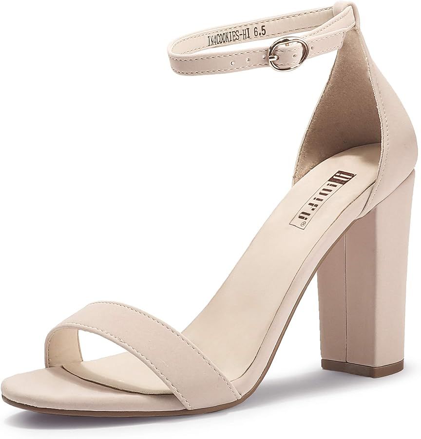 IDIFU Women's IN4 Cookie-HI Chunky High Heel Sandals Open Toe Ankle Strap Wedding Bridal Prom Dre... | Amazon (US)