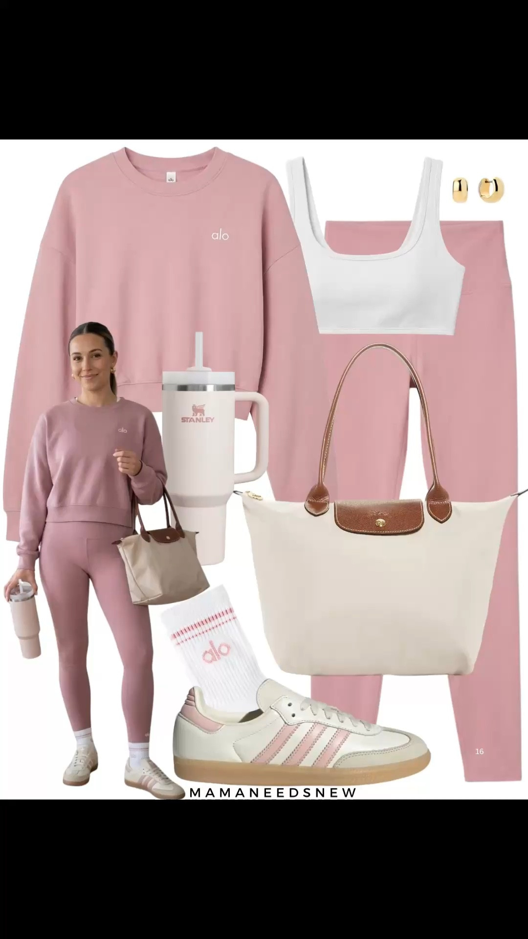 A spring outfit for Pilates / errands with a matching cropped sweatshirt and leggings , sports bra, tote bag, sneakers 

#LTKSaleAlert #LTKSpringSale #LTKActive