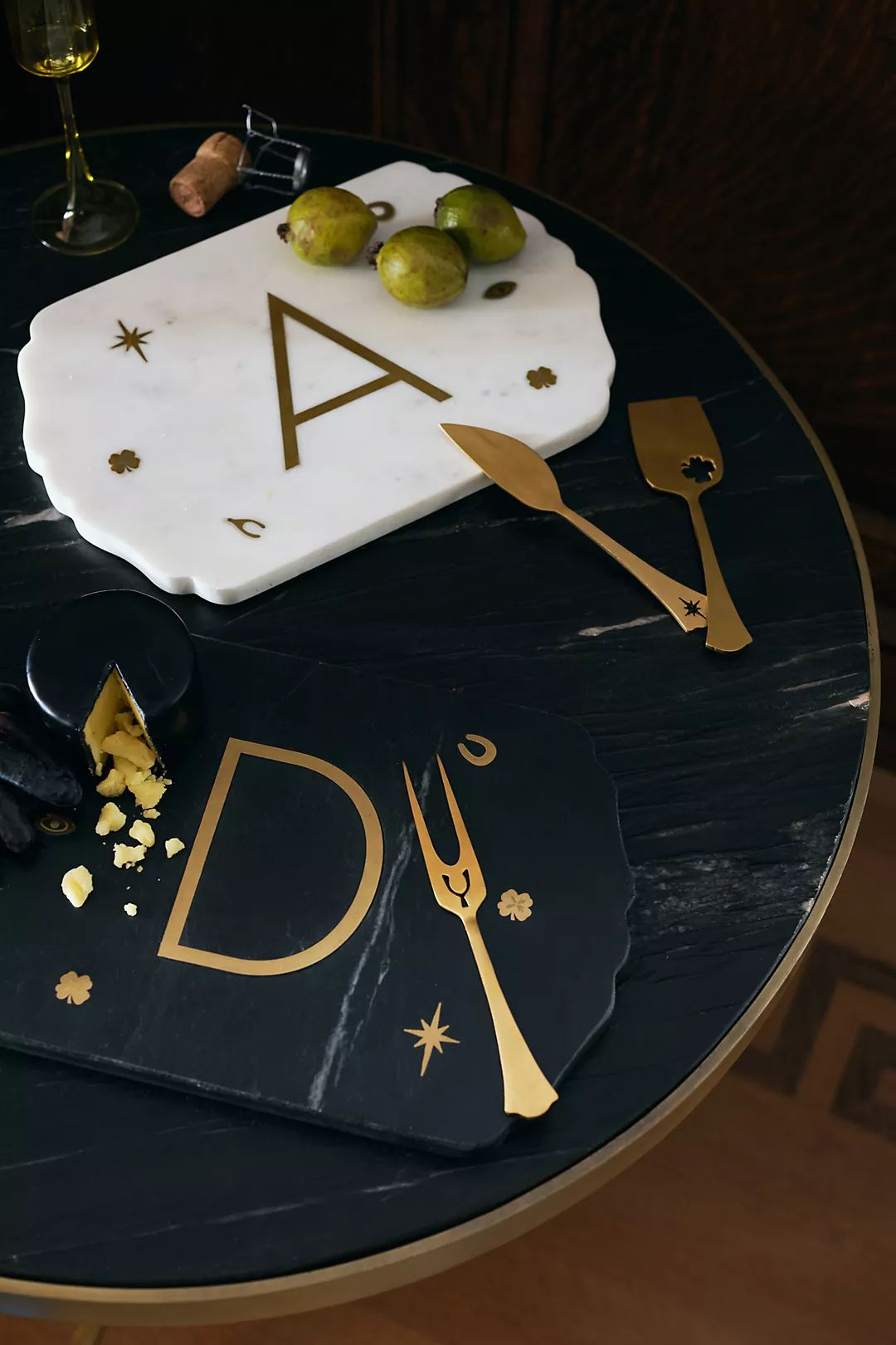 Lucky Marble Monogram Serving Board | Anthropologie (US)