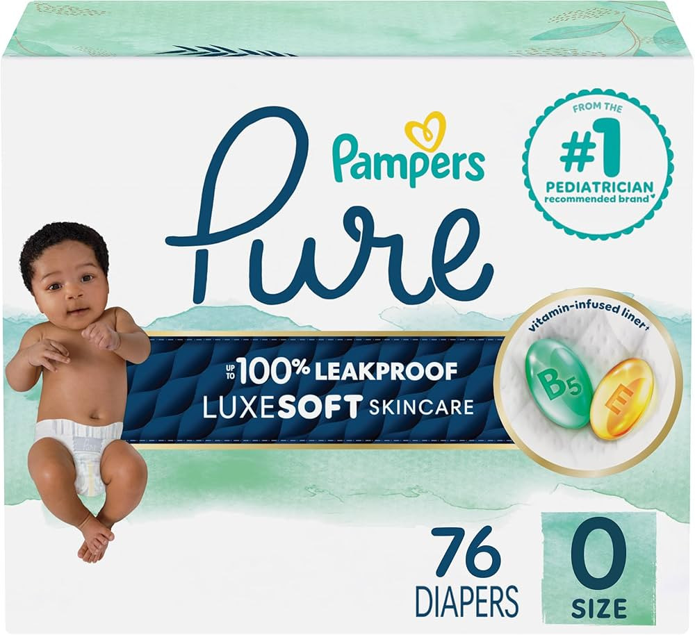 Pampers Pure Protection Baby Diapers, Size 0 (>10 lbs), 76 Count, Up to 100% Leakproof, Premium P... | Amazon (US)
