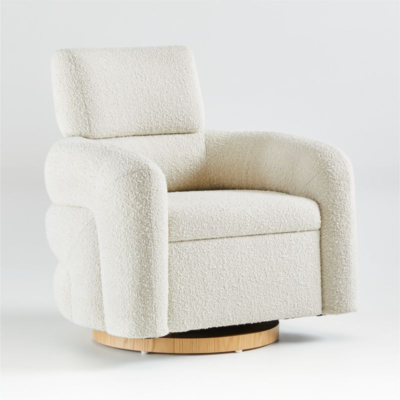 Snoozer Cream Boucle Nursery Swivel Glider by Leanne Ford | Crate & Kids | Crate & Barrel