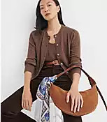 Scalloped Pointelle Puff Sleeve Cardigan | LOFT