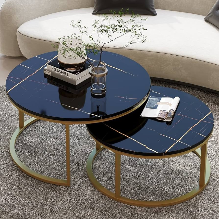 WiberWi Round Coffee Table Nesting Tables Set of 2, Large : Ø 34.0", Small : Ø 26.0", Modern De... | Amazon (US)