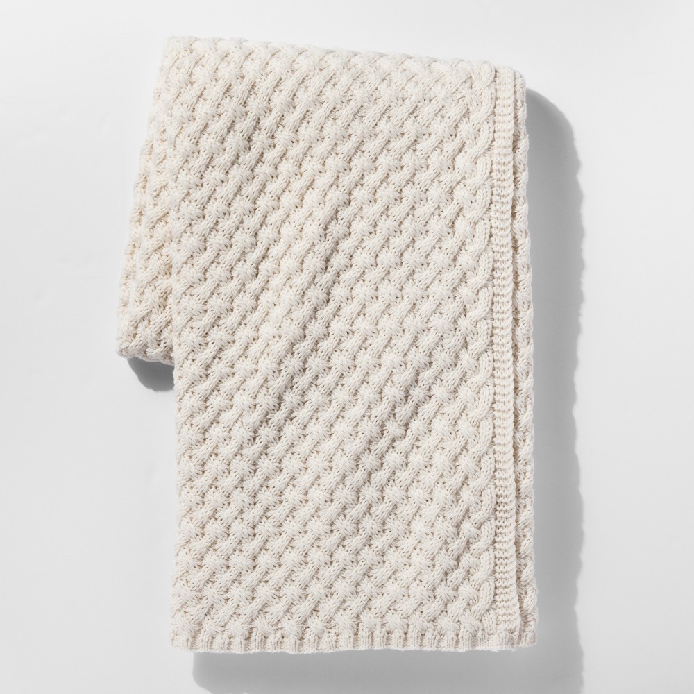 Cream (Ivory) Sweater Knit Throw Blanket - Threshold | Target