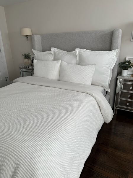 20% off Boll & Branch bedding with code SPRING20 - we love their Signature Hemmed sheets & waffle duvet set and have been using our set for over a year. 

Also comes beautifully packaged so would be a luxe Mother’s Day gift if you’re shopping early.

Our bed frame has the tall headboard option with no tufting in “Frost Gray” chenille tweed. Our bed offers a lot of storage with the 4 under bed drawers (we have the Queen size with no-show legs) 

Not shown in this photo, but I’ve linked my current night stands below & my olive tree is saved on my Amazon page (Amazon.com/shop/ExtraPetite) 

#LTKsalealert #LTKhome