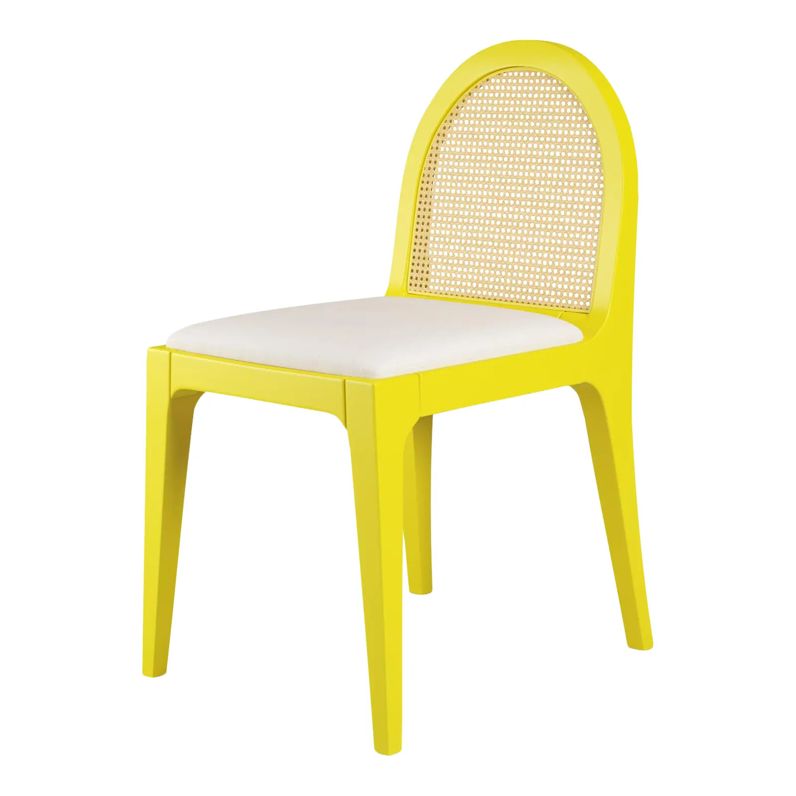 Juliette Dining Chair - Citron, Optic White Linen | Chairish