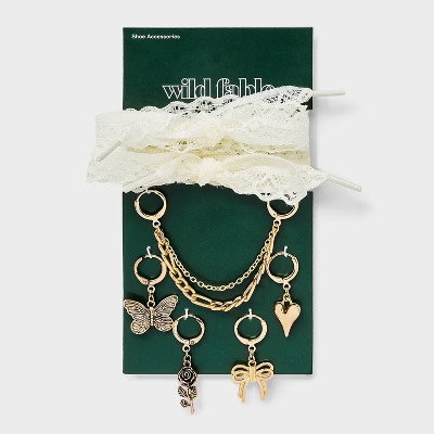 Bows and Butterfly Shoelace and Shoe Charm Set - Wild Fable™ Gold | Target