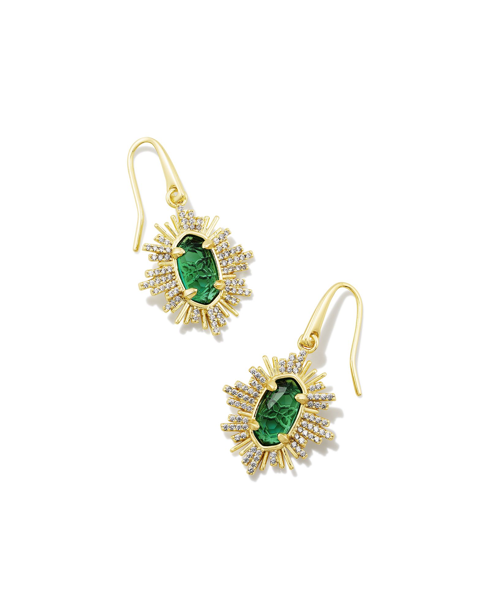 Grayson Gold Sunburst Drop Earrings in Green Glass | Kendra Scott | Kendra Scott