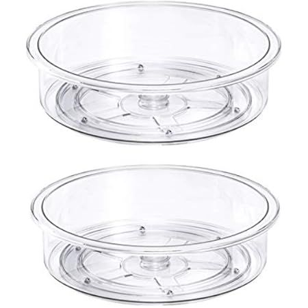 Lazy Susan - 2 Pack Round Plastic Clear Rotating Turntable Organization & Storage Container Bins for | Amazon (US)