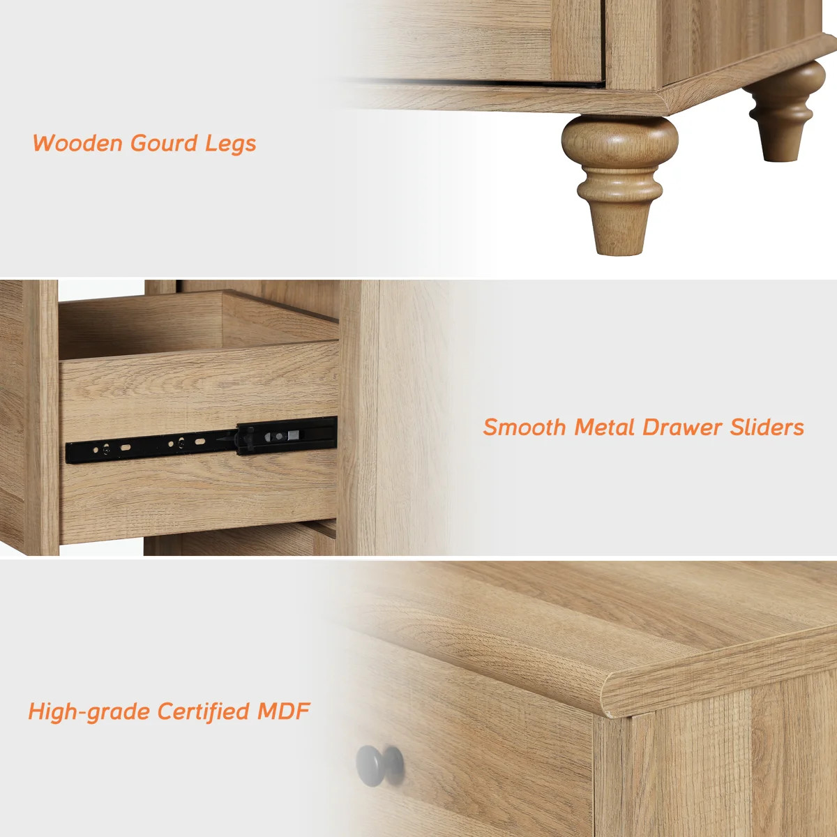 Scarlett End Table For Bedroom With 3 Drawers, Mid Century Modern Wooden Closet Storage Organizer | Wayfair North America