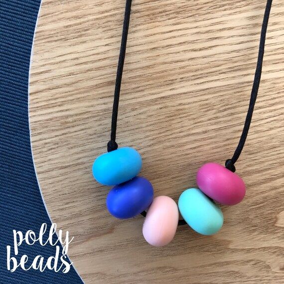 Harper Blue Silicone Necklace by Polly Beads | Etsy AU