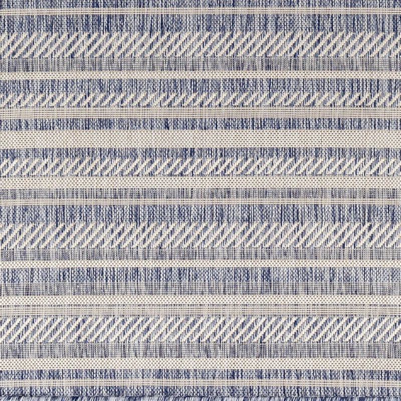 Valentin Striped Blue and Charcoal Indoor/Outdoor Area Rug | Wayfair North America