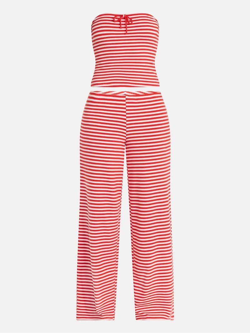 No Boundaries Striped Tube Top and Pants Set, 2-Piece, Women's XXS-XXL | Walmart (US)