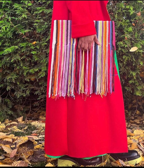 Crochet Clutch Bag Colorful Tassel Baghand Woven Bag - Etsy | Etsy (US)