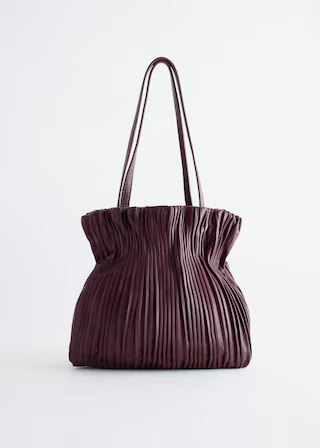 Ruched Leather Mini Bag - Dark Red | & Other Stories UK